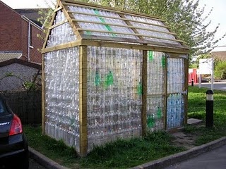 Glass house made of plastic bottles