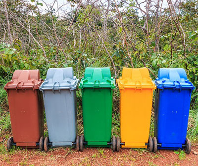 Coloured wheelie bins